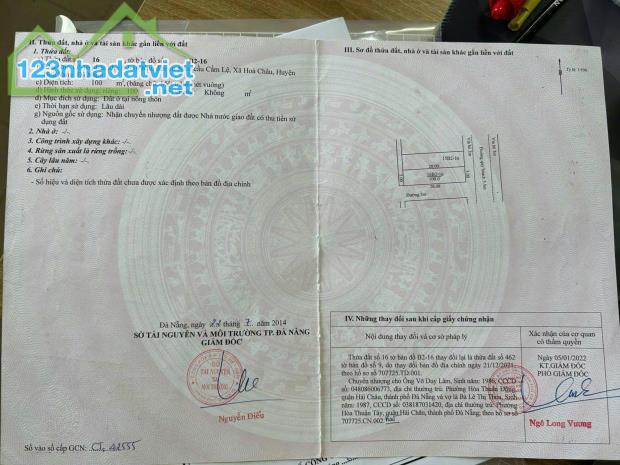 CHÍNH CHỦ CẦN BÁN NHANH LÔ ĐẤT MẶT TIỀN VỊ TRÍ ĐẸP TẠI huyện Hòa Vang, TP Đà Nẵng
