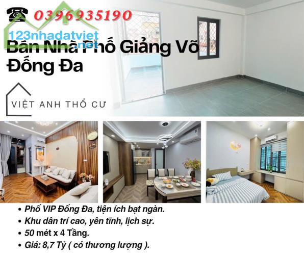 Bán nhà Giảng Võ Đống Đa_Nhà Ba Thoáng_Sân Để Xe Riêng_50mx4T_Giá: 8.7 Tỷ_Lh: 0396935190