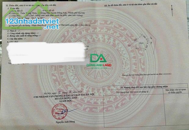 Bán đất giãn dân Trung Thôn Đông Hội Đông Anh - Vị trí lô góc