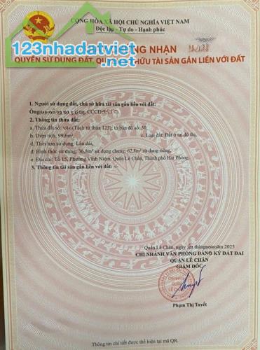 Bán đất đường Vĩnh Cát - VĨnh Niệm, 63m2, Giá 2.4 tỉ, cực nông, gần Trường Cấp 2 - 2