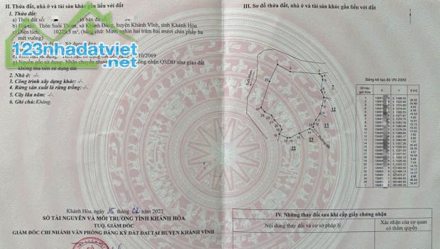 Sang nhượng Fram Khánh Vĩnh hơn 10.000m cho khách đầu tư hay nghỉ dưỡng giá rẻ