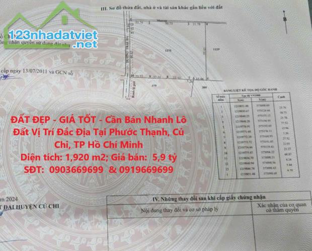 ĐẤT ĐẸP - GIÁ TỐT - Cần Bán Nhanh Lô Đất Vị Trí Đắc Địa Tại Phước Thạnh, Củ Chi, TP Hồ - 4