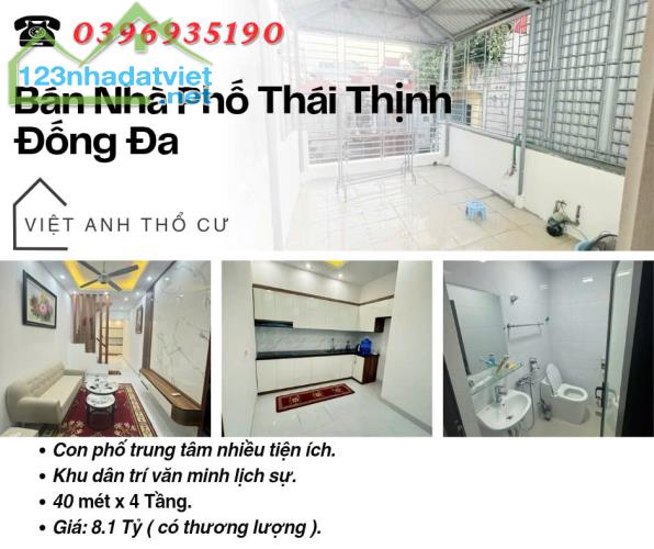 Bán nhà phố Thái Thịnh_Ngõ Ba Gác_Nhà Kiên Cố_40mx4T_Giá: 8.1 Tỷ, Lh: 0396935190.