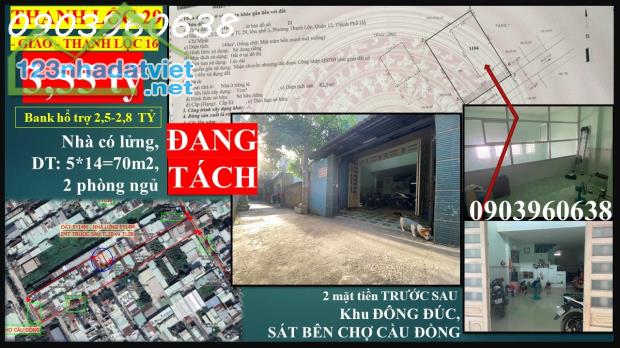 NHÀ S.H. RIÊNG  5X14=70M2- THẠNH LỘC 29- 1 SẸC- SAU LƯNG MẪU GIÁO KHA LY - 3,55 TỶ.