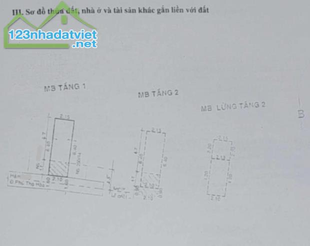 17m2 hẻm thông Phú Thọ Hòa 3 tầng 2 tỷ 2PN 3WC - 1