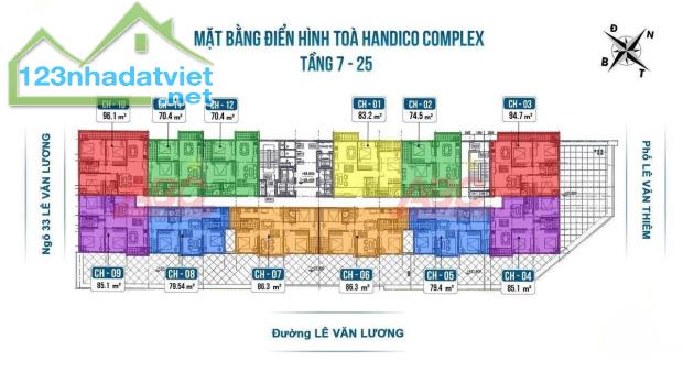 ƯU ĐÃI 2 SUẤT NGOẠI GIAO TẦNG 12-17 TÒA HANDICO COMPLEX 33 LÊ VĂN LƯƠNG - 2