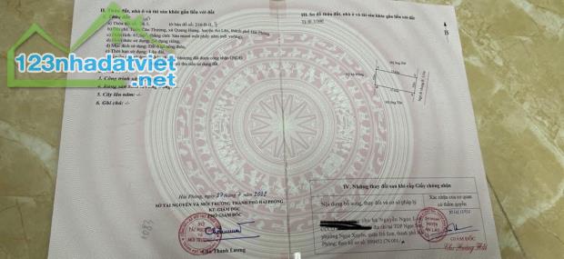 Chính chủ cần bán Nhanh Lô Đất Tại  Cầu Thượng -Quang Hưng - An Lão – Hải Phòng.
