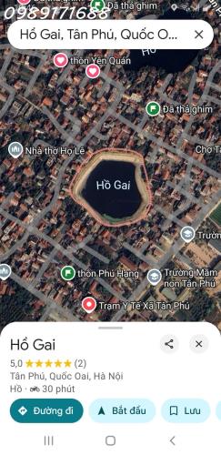 Chính chủ bán lô đất view hồ trung tâm xã Tân Phú, H. Quốc Oai, giá đầu tư: - 1