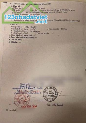 Cần bán nhà HXH 4.5m, Mặt Tiền Âu Dương Lân, P.3, Q.8, 10.5 tỷ, 4.89x22.51m - 1