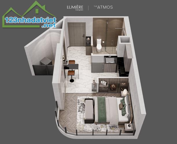 SMART CITY - LUMIÈRE Evergreen - Studio A1 - Tầng Thấp Ban Công Đông Nam Chỉ 3,050 Bao Phí - 2