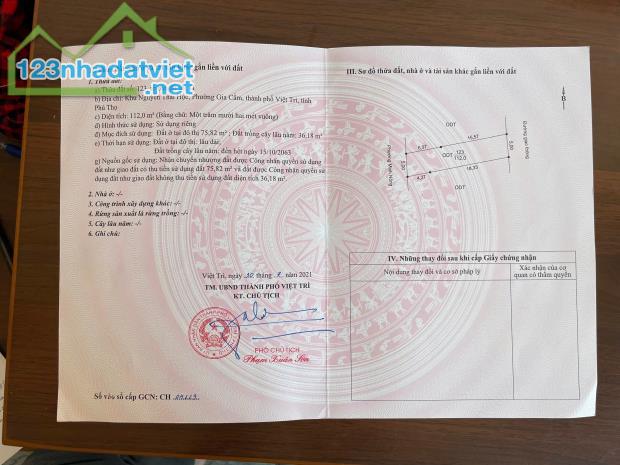 Bán đất đẹp tại Nguyễn Thái Học, Minh Nông, Việt Trì, Phú Thọ, 35,2 triệu / m2, 326,8 m2 - 2