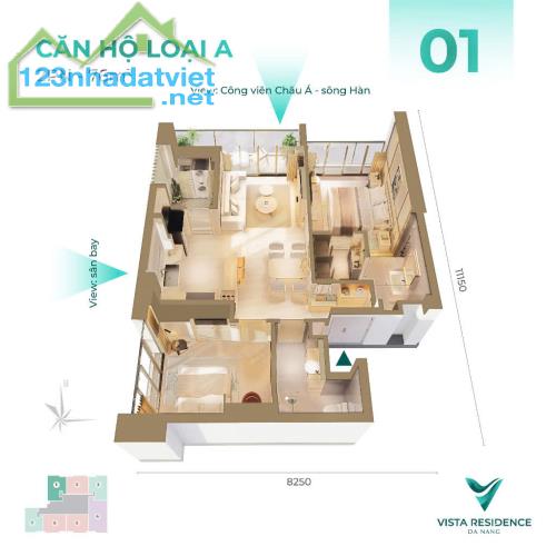 Vista Residence Đà Nẵng – Căn 2 Phòng Ngủ: Sống Xanh, View Nét - 5