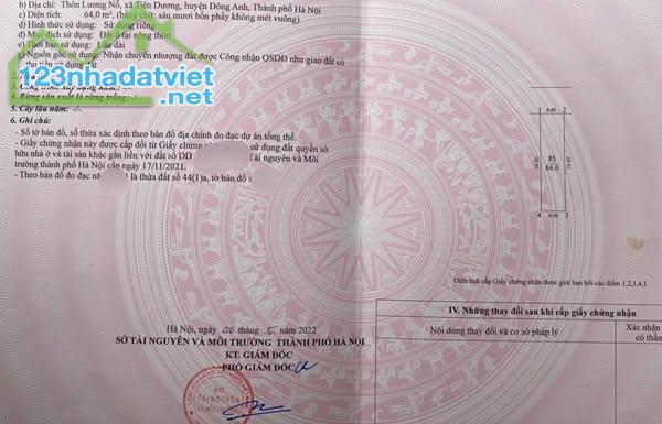 Bán 64m² đất ở thôn Lương Nỗ, xã Tiên Dương - DA - HN. - 3