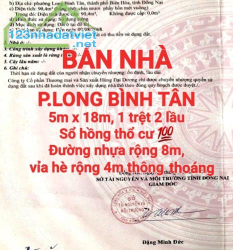 BÁN RẺ NHÀ ĐẤT LONG BÌNH TÂN, 1TRỆT 2LẦU KDC DIAMOND CITY ĐƯỜNGNHỰA 8m - 1