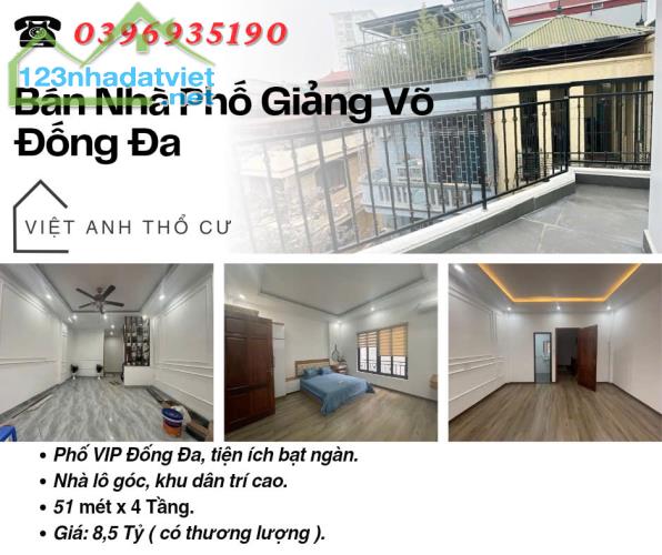 Bán nhà phố Giảng Võ_Khu Dân Trí Cao_Nhà Lô Góc_51mx4T_Giá: 8.5 Tỷ, Lh: 0396935190.