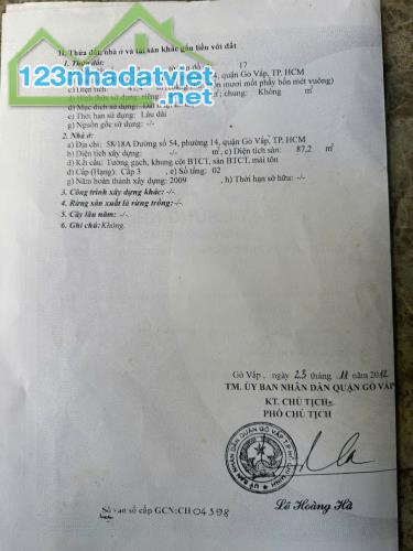 HÓT HÓT !!! HÀNG MỚI HẺM TRƯỚC  NHÀ 5M THOÁNG MÁT Vị Trí Tại Q.Gò Vấp ,TP HCM - 2