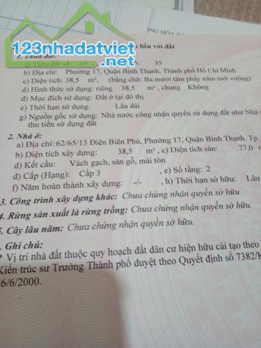 Nhà 2 tầng 3.1x15m 62/65/13 Điện Biên Phủ 4.8 tỷ