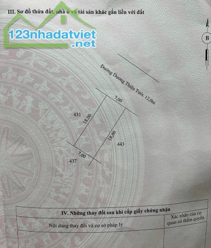 Bán đất 126m2 mặt tiền Dương Thiệu Tước, ngay Cầu vượt Thuỷ Dương, Hương Thuỷ, TP Huế - 1