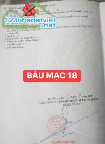 BÁN ĐẤT MẶT TIỀN BÀU MẠC 18- HOÀ KHÁNH BẮC-LIÊN CHIỂU