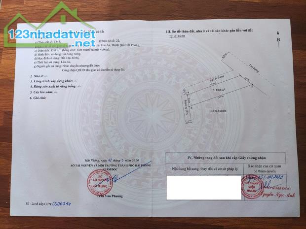 Bán lô đất 3 mặt tiền mặt đường Nhà Mạc, Tràng Cát 83m2 giá chỉ 32tr/m2 - 2