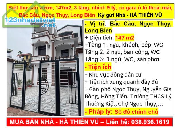 Biệt thự sân vườn, 147m2, 3 tầng, nhỉnh 9 tỷ, Bắc Cầu, Ngọc Thụy, Long Biên, Ký gửi Nhà - - 3