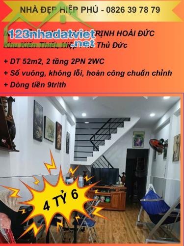 MẶT TIỀN KINH DOANH TRỊNH HOÀI ĐỨC Khu Kiến Thiết, Hiệp Phú Thủ Đức 52m2 2 tầng chỉ 4 tỷ X