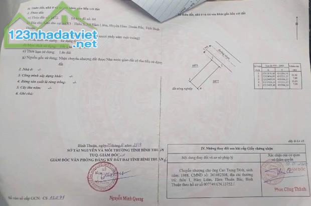 Bán lô khu dân cư hoà bình hàm liêm.  đường nhựa 9m, lề 4m. - 2