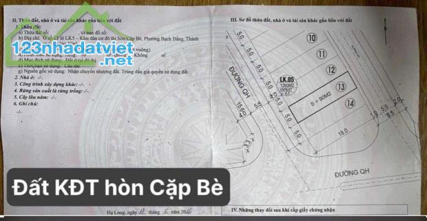 Bán Đất KĐT Hòn Cặp Bè View Biển,TP Hạ Long. DT:90m2,MT:5m !!! - 1