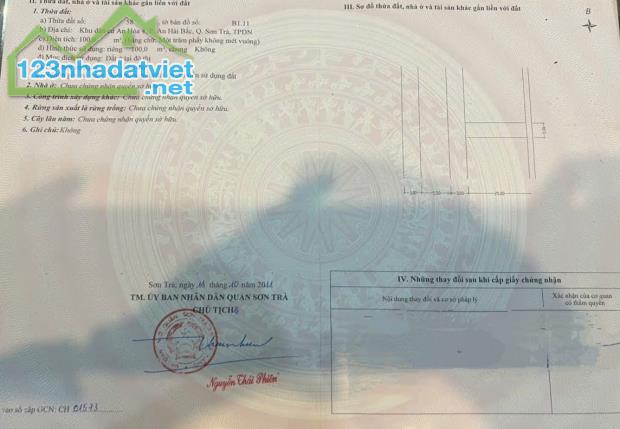🔥 ĐÀ NẴNG: BÁN GẤP LÔ ĐẤT MẶT TIỀN ĐƯỜNG AN HẢI 6, SƠN TRÀ, DT:100m2 (5x20) GIÁ CỰC TỐT! - 1