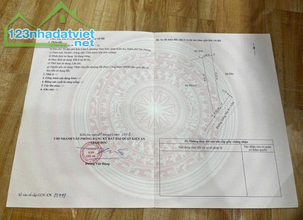 ĐẤT CHÍNH CHỦ - MẶT TIỀN Đường Giếng Nẩy, Phường Nam Sơn, Quận Kiến An, Hải Phòng