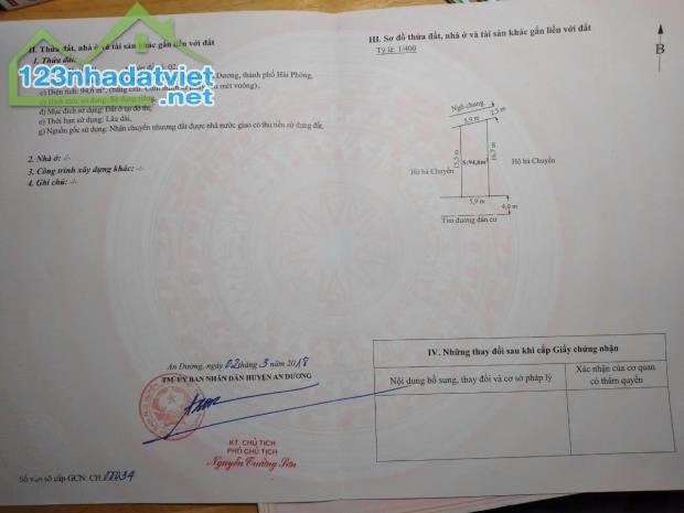 ĐẤT CHÍNH CHỦ - 2 MẶT TIỀN - Tổ 8 Phường Lê Lợi, Quận An Dương, Hải Phòng - 2