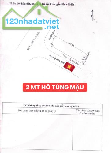 BÁN ĐẤT LÔ GÓC 2 MT ĐƯỜNG HỒ TÙNG MẬU- HOÀ MINH-LIÊN CHIỂU