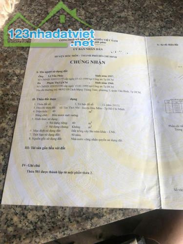 LoaLoaLoa !Gía Sốc 620triệu Chủ ngộp bán nhanh Căn nhà o Lê lợi Tân Thới Nhì Hóc Môn SHR