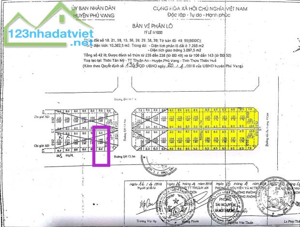 BÁN ĐẤT 160M2 KQH TÂN MỸ, PHƯỜNG THUẬN AN, TP HUẾ, GIÁ RẺ NHẤT THỊ TRƯỜNG, CHỈ 10,8 TR/M2 - 1