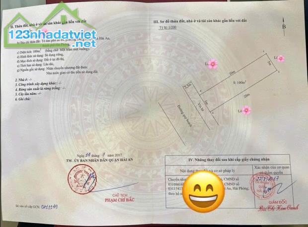 Bán đất tái định cư Sở Tư Pháp, Đằng Hải, Hải An, Hải Phòng, Diện tích 100m2