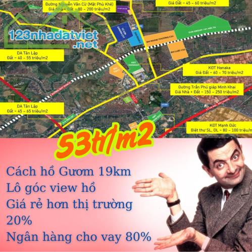 LÔ GÓC VIEW HỒ 7.2 HA - DA TỪ SƠN GARDEN – CHỈ 53 TR/M2 – RẺ HƠN 20% - DUY NHẤT 2 CĂN