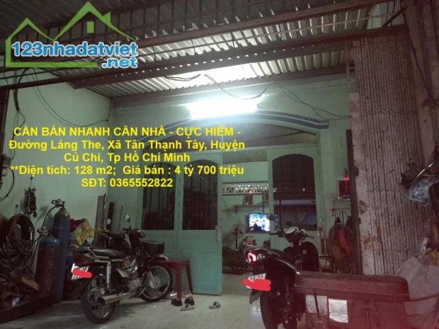 CẦN BÁN NHANH CĂN NHÀ - CỰC HIẾM - Đường Láng The, Xã Tân Thạnh Tây, Huyện Củ Chi, Tp Hồ