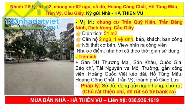 Nhỉnh 2.9 tỷ, 51 m2, chung cư 02 ngủ, sổ đỏ, Hoàng Công Chất, Hồ Tùng Mậu, Trần Vỹ, Cầu Gi - 5