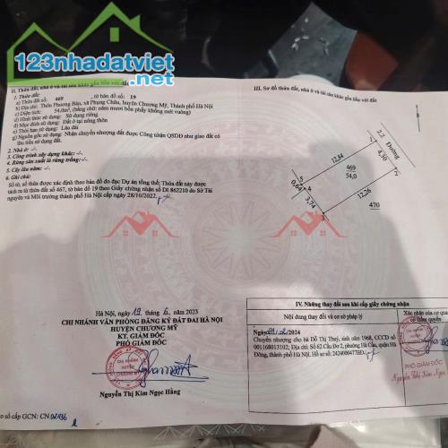 CHÍNH CHỦ BÁN LÔ ĐẤT 54M TẠI PHỤNG CHÂU-CHƯƠNG MỸ-HÀ NỘI