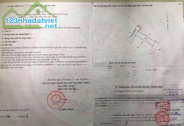 Vỡ Nợ Cần bán nhanh Căn nhà ở Chợ hóc Môn Sổ Hồng Riêng Sẵn 100m2  Giá 640triệu Bao Phí