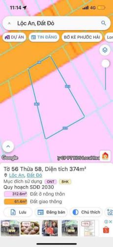 CHUYỂN NHƯỠNG NỀN ĐẤT BIỂN 374M2 TẠI LỘC AN ĐẤT ĐỎ, BRVT - 1