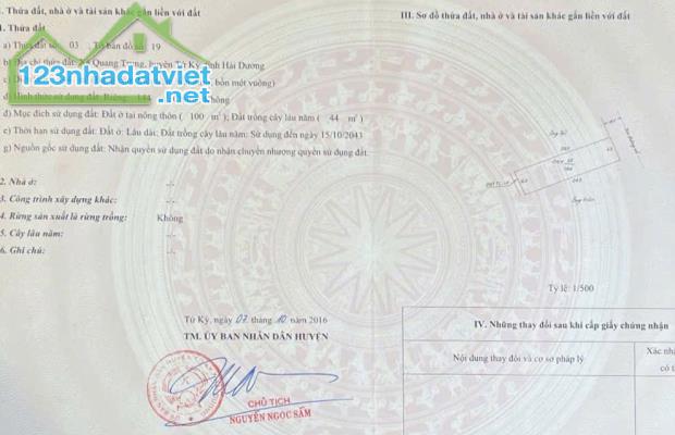 CHÍNH CHỦ BÁN LÔ ĐẤT MẶT ĐƯỜNG LIÊN XÃ – GIÁ CHỈ 1 TỶ 6XX – QUANG TRUNG-TỨ KỲ, HẢI DƯƠNG - 2