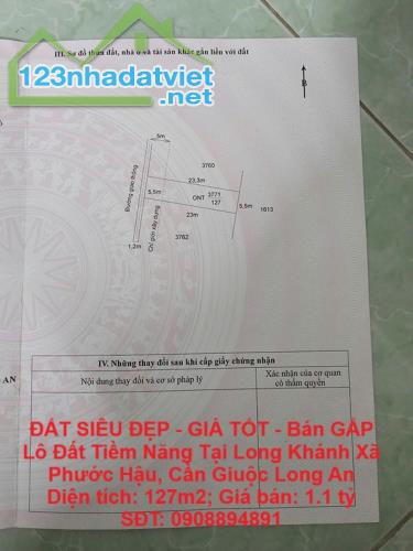 ĐẤT SIÊU ĐẸP - GIÁ TỐT - Bán GẤP Lô Đất Tiềm Năng Tại Long Khánh Xã Phước Hậu, Cần Giuộc
