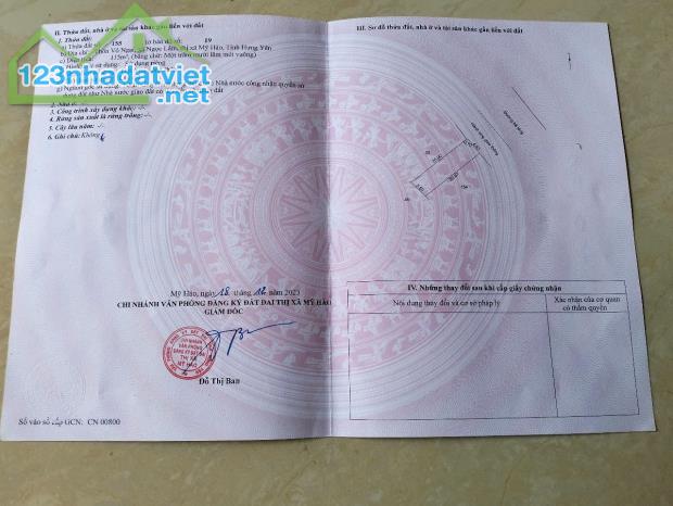 Cần bán lô đất nằm trên trục đường liên huyện, đường 3 xe công tại mỹ hào-hưng yên