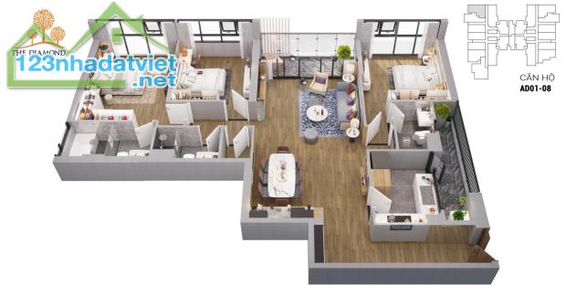 Bán nhanh căn D1-708, căn góc 3 ngủ  tòa Diamond Residence 25 Lê Văn Lương - 3