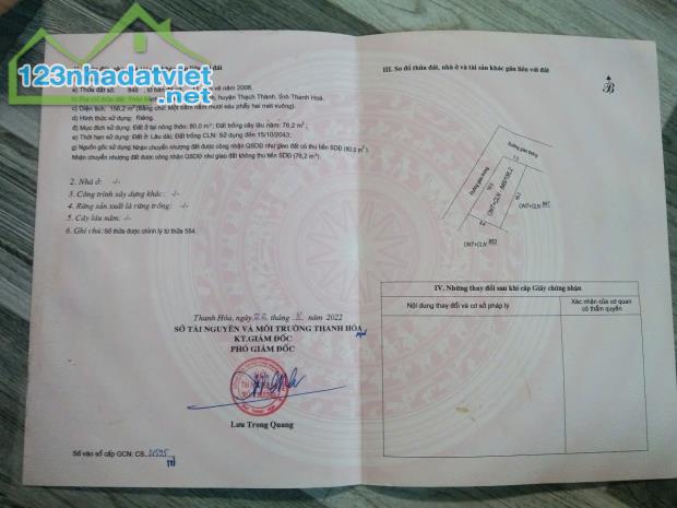 GIÁ TỐT - CHÍNH CHỦ BÁN LÔ ĐẤT TẠI THÔN MINH LỘC, XÃ THÀNH MINH, HUYỆN THẠCH THÀNH, TỈNH