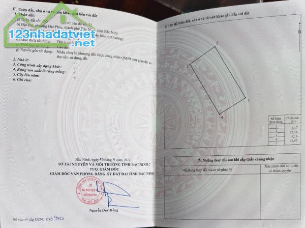 Chính chủ cần bán Nhanh Lô Đất Tại Phường Đại Phúc – TP Bắc Ninh – Bắc Ninh. - 1