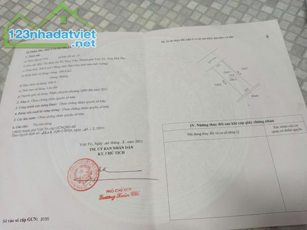 Bán đất băng 1 TDC Thụy Vân, 2,8 tỷ, 208 m2, MT 8m, KINH DOANH