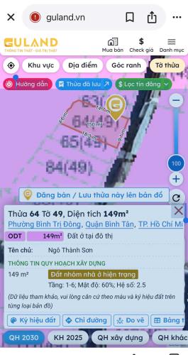 Bán nhà đất tại 59 đường Liên khu 10 - 11, Phường Bình Trị Đông. DT 149m2 Giá 12,5 tỷ - 5