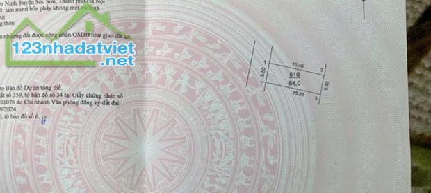 Bán Đất -Xã Hiền Ninh ( Sóc Sơn)- Trục Chính 84 M2- Full TC - 2,9 Tỷ